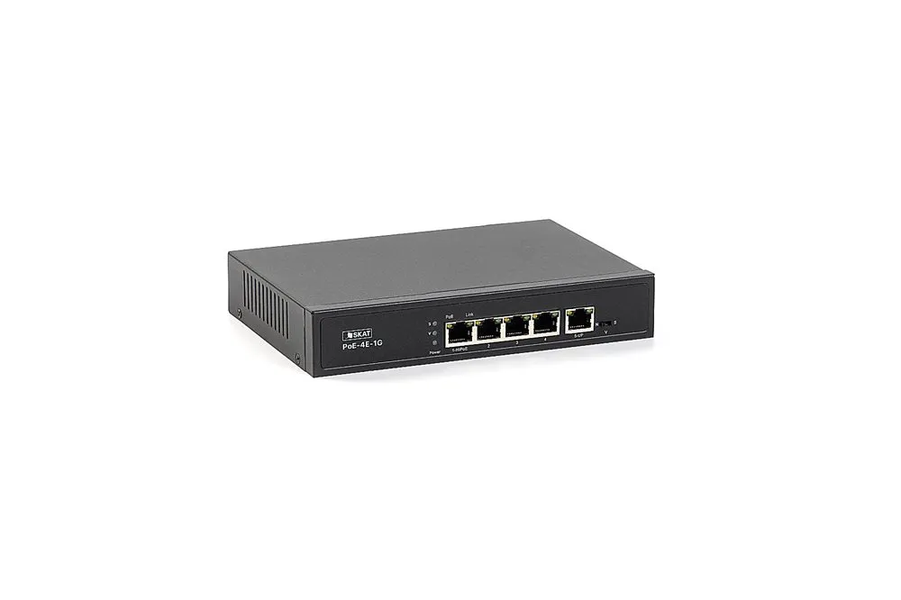 Бастион 4070 SKAT PoE-4E-1G коммутатор PoE Plus, мощность 65Вт, порты: 4-Ethernet PoE, 1-Uplink