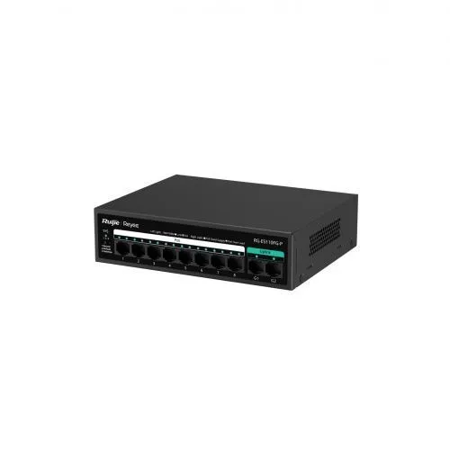 10-портовый неуправляемый POE-коммутатор с 8 FE портами PoE+ в металлическом корпусе