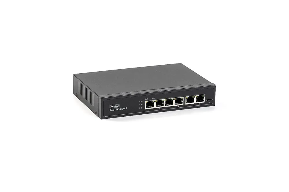 Бастион 4071 SKAT PoE-4E-2E v.2 коммутатор PoE Plus, мощность 65Вт, порты: 4-Ethernet PoE, 2-Uplink