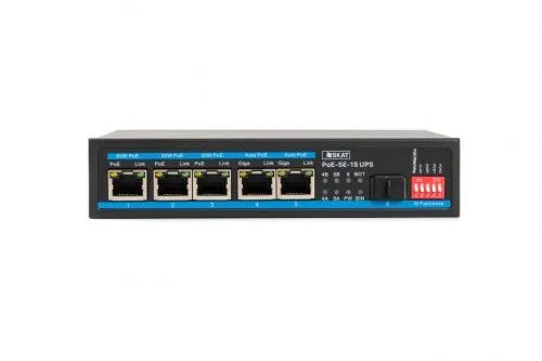 Бастион SKAT PoE-UPS-5E-1S бесперебойный POE коммутатор, мощность 75Вт, порты: 5-Ethernet, 1-SFP