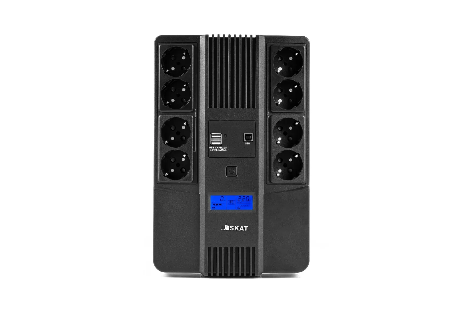 Бастион SKAT-UPS 800-AID-IN-1x9-8 ИБП 800ВА/480Вт, мод.синус, LCD, встр.АКБ 12В (1х9Ач), 8хSchuko,2xUSВ