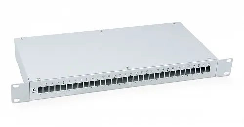 Cabeus FO-19-32SC Кросс бокс оптический 19" на 32 SC (LC duplex) со сплайс-кассетой и КДЗС (без пигтейлов и проходных адаптеров)