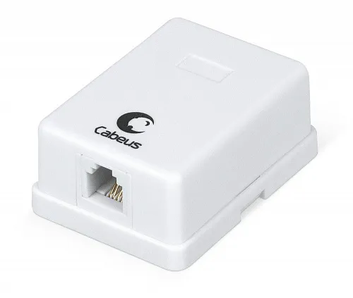 Cabeus WS-6P4C-TEL-1 Розетка телефонная RJ-12(6P4C), одинарная, внешняя, белая