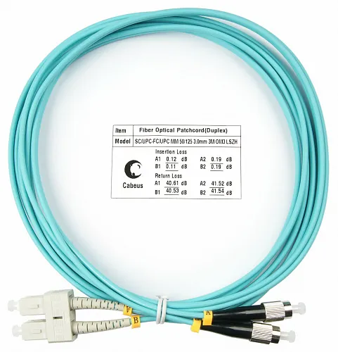 Cabeus FOP-50-SC-FC-3m Шнур оптический duplex SC-FC 50/125 mm OM3 3м LSZH