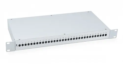 Cabeus FO-19-32ST Кросс бокс оптический 19" на 32 ST(FC) со сплайс-кассетой и КДЗС (без пигтейлов и проходных адаптеров)