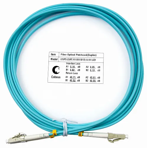 Cabeus FOP-50-LC-LC-3m Шнур оптический duplex LC-LC 50/125 mm OM3 3м LSZH