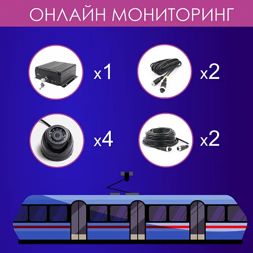 Комплект видеонаблюдения для трамвая и троллейбуса (Онлайн)
