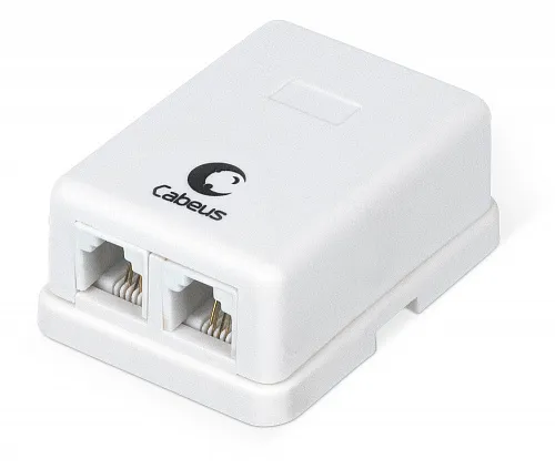 Cabeus WS-6P4C-TEL-2 Розетка телефонная RJ-12(6P4C), двойная, внешняя, белая
