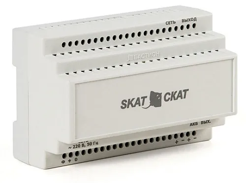 Источник питания                             Бастион SKAT-12-6.0 DIN (СКАТ ИБП-12/6-DIN) источник питания 12В 6А пластиковый корпус под DIN рейку 35 мм