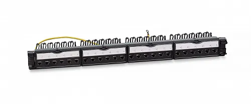 Cabeus PL-24-KJ-RJ45-Cat.6a-SH-180T Патч-панель 19" (1U), 24 порта RJ-45, категория 6a, полностью экранированная, с задним кабельным организатором, безинструментный монтаж (арт.033573)