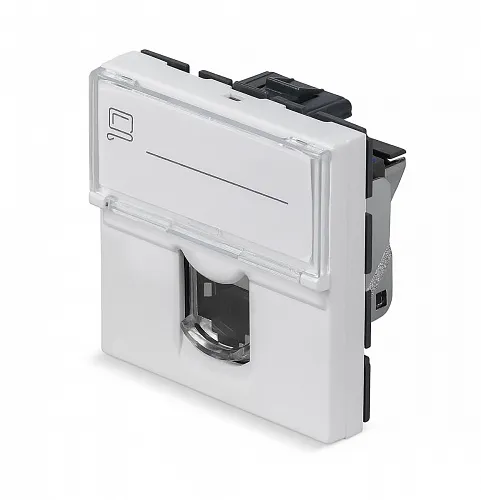 Cabeus KJ-RJ45-Cat.6-SH-180T-FP-L-45 Keystone Jack RJ-45(8P8C), 180 градусов, категория 6, экранированная, безинструментный монтаж, вставка Mosaic (арт.076566)