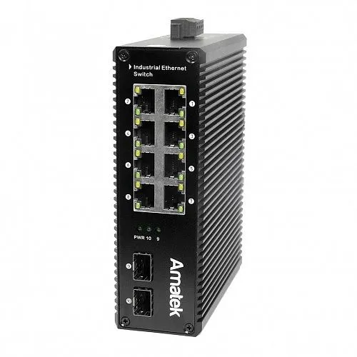 AN-SXG10P8B - промышленный 10-портовый гигабитный коммутатор с HiPoE до 480Вт