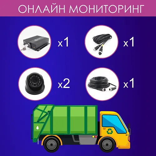 Комплект видеонаблюдения для мусоровоза (Онлайн)