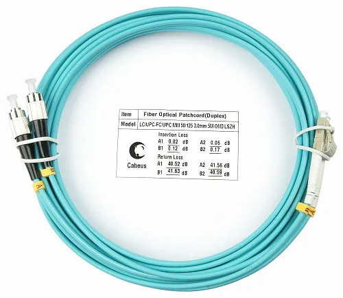 Cabeus FOP-50-LC-FC-10m Шнур оптический duplex LC-FC 50/125 mm OM3 10м LSZH