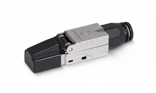 Cabeus 8P8C-SH-C6-TWP-F Коннектор с фиксатором кабеля и колпачком RJ-45(8P8C) под витую пару, категория 6, экранированный, для одножильного кабеля, со вставкой