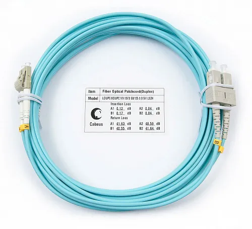Cabeus FOP-50-LC-SC-7m Шнур оптический duplex LC-SC 50/125 mm OM3 7м LSZH