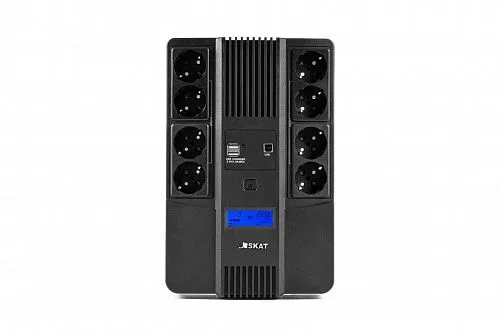 Бастион SKAT-UPS 1000-AID-IN-1X9-8 ИБП 1000ВА/600Вт, мод.синус, LCD, встр. АКБ (1х9Ач), 8хSchuko,1xUSB