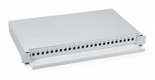 Cabeus ODF-19-24-ST Кросс бокс оптический 19" на 24 ST(FC) со сплайс-кассетой, выдвижной (без пигтейлов и проходных адаптеров)