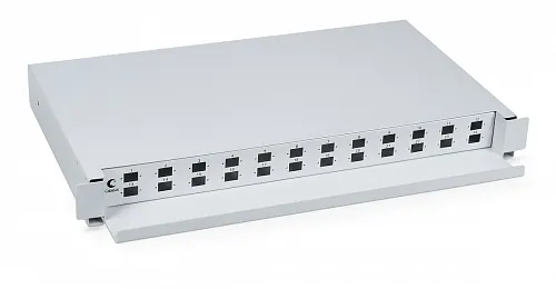 Cabeus ODF-19-24-SC Кросс бокс оптический 19" на 24 SC (LC duplex) со сплайс-кассетой, выдвижной (без пигтейлов и проходных адаптеров)