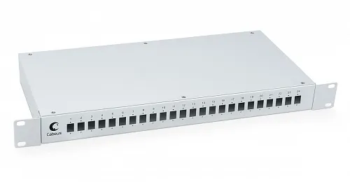 Cabeus FO-19-24SC Кросс бокс оптический 19" на 24 SC (LC duplex) со сплайс-кассетой и КДЗС (без пигтейлов и проходных адаптеров)