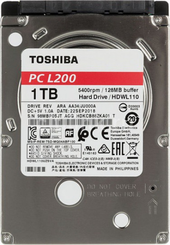 Жесткий диск  TOSHIBA L200 Slim HDWL 110UZSVA 1Тб,HDD,SATA lll, 2,5