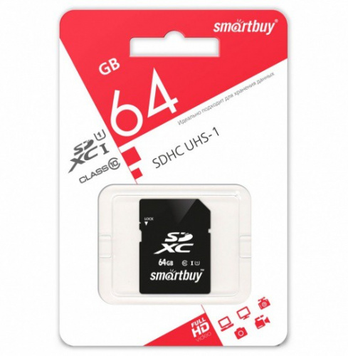 Карта памяти micro-SD  SmartBuy 64GB Class 10UHS-I+ адаптер (SDXC)