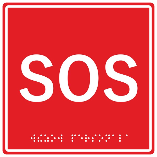 MP-010R1  Табличка тактильная с пиктограммой "SOS" (150x150мм) красный фон