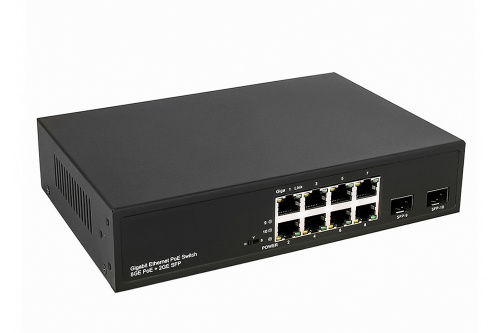 NS-SW-8G2G-P PoE коммутатор Gigabit Ethernet на 8 RJ45 + 2 SFP порта.