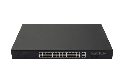 NS-SW-24F2G-P PoE коммутатор Fast Ethernet на 24 x RJ45 портов + 2 x GE Combo uplink порта.