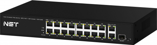 NS-SW-16F3G-P PoE коммутатор Fast Ethernet на 16 x RJ45 PoE + 2 x RJ45 GE + 1 SFP GE порта.